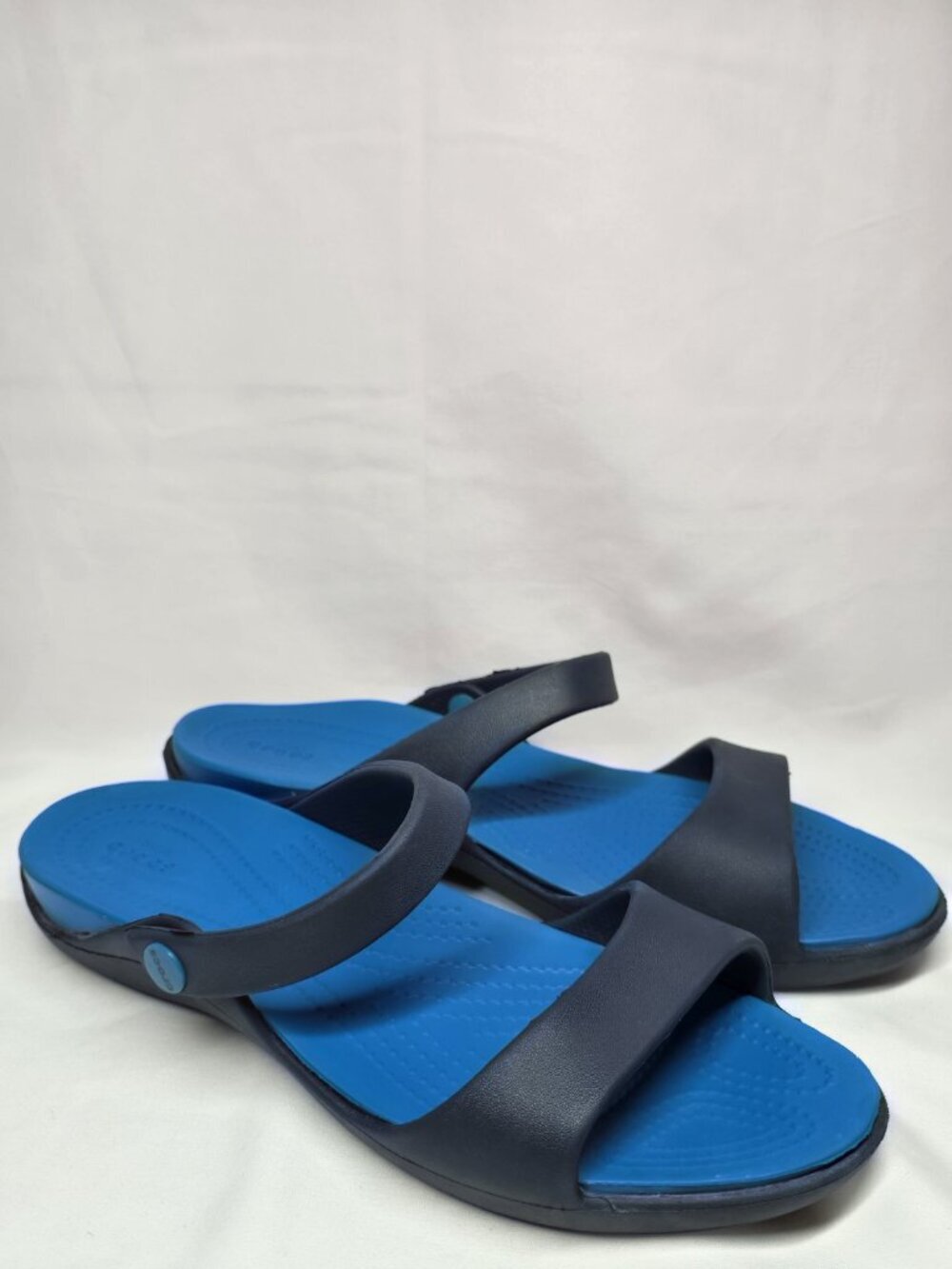 Crocs Cleo V Sandal Comfort Two Strap Slide Navy Blue Women Size 8